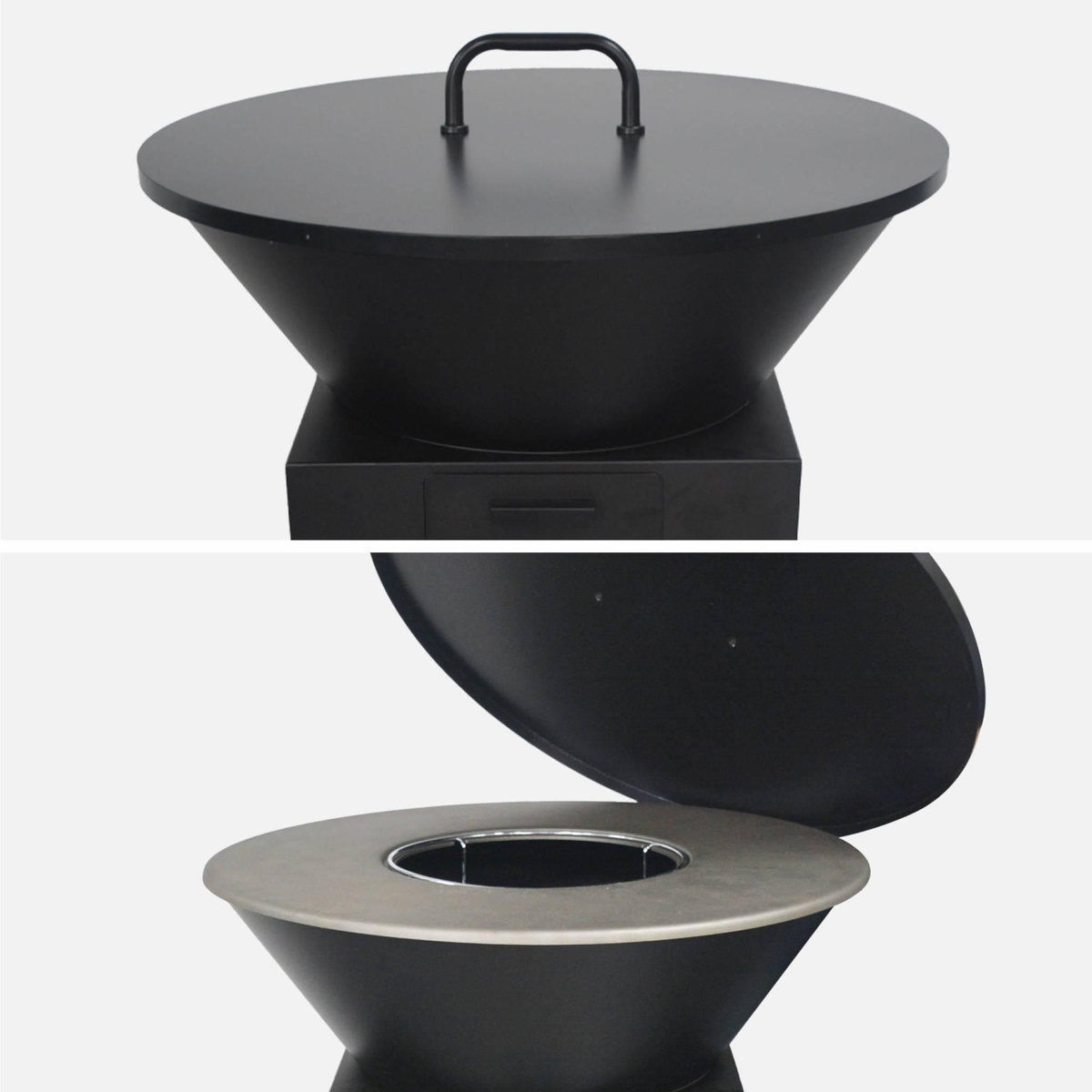 SWEEEK Brasero barbecue Ø81.5cm avec grille de cuisson. espace de rangement. couvercle et ustensiles