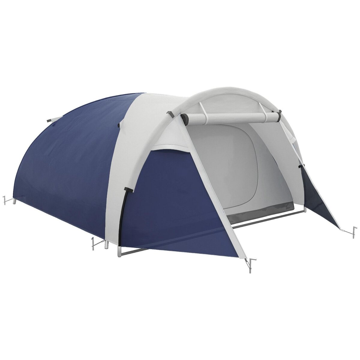 Outsunny Tente de camping 3 personnes avec portes zippées, poche de  rangement sac de transport inclus - fibre verre polyester tissu Oxford dim.  210L x 210l x 119H cm vert et gris