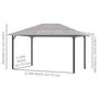 Voir la diapositive 3 : OUTSUNNY Pavillon de jardin tonnelle rigide dim. 4L x 3l x 2,65H m 4 parois latérales anti-UV gris 4 moustiquaires zippées alu. métal polycarbonate noir brun