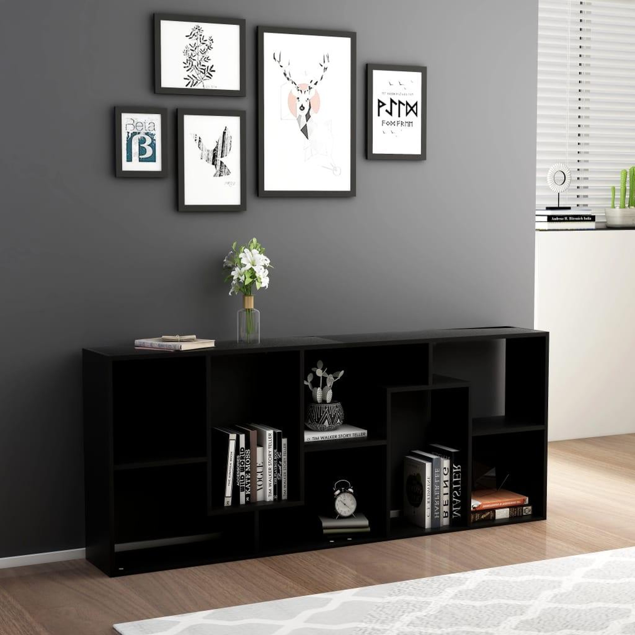 Voir la diapositive 3 : VIDAXL Bibliotheque Noir 67x24x161 cm Bois d'ingenierie