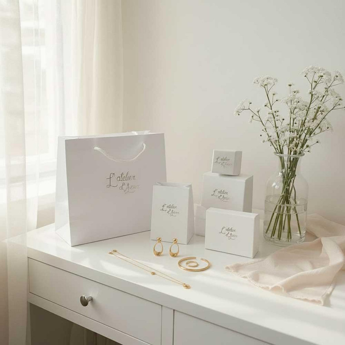 L'ATELIER D'AZUR Bracelet Or Blanc et Topazes Bleues