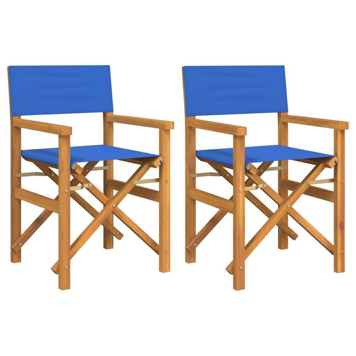 VIDAXL Chaises de metteur en scene pliantes lot de 2 Bois teck massif
