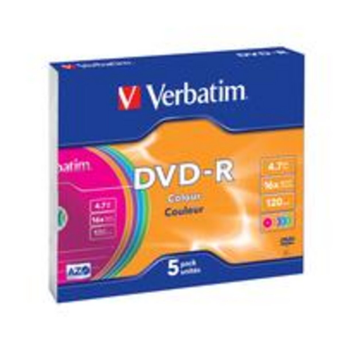 VERBATIM Support D'enregistrement 5 DVD-R 16X Couleur 43557