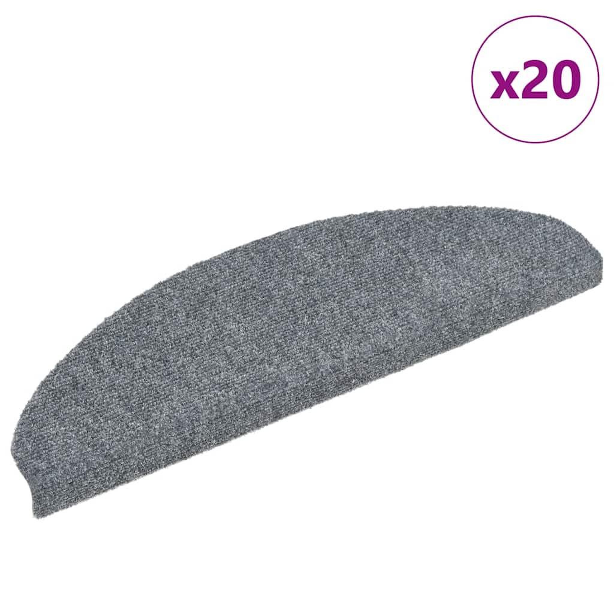 VIDAXL Tapis d'escalier autocollant 20 pcs gris clair 65x21x4 cm