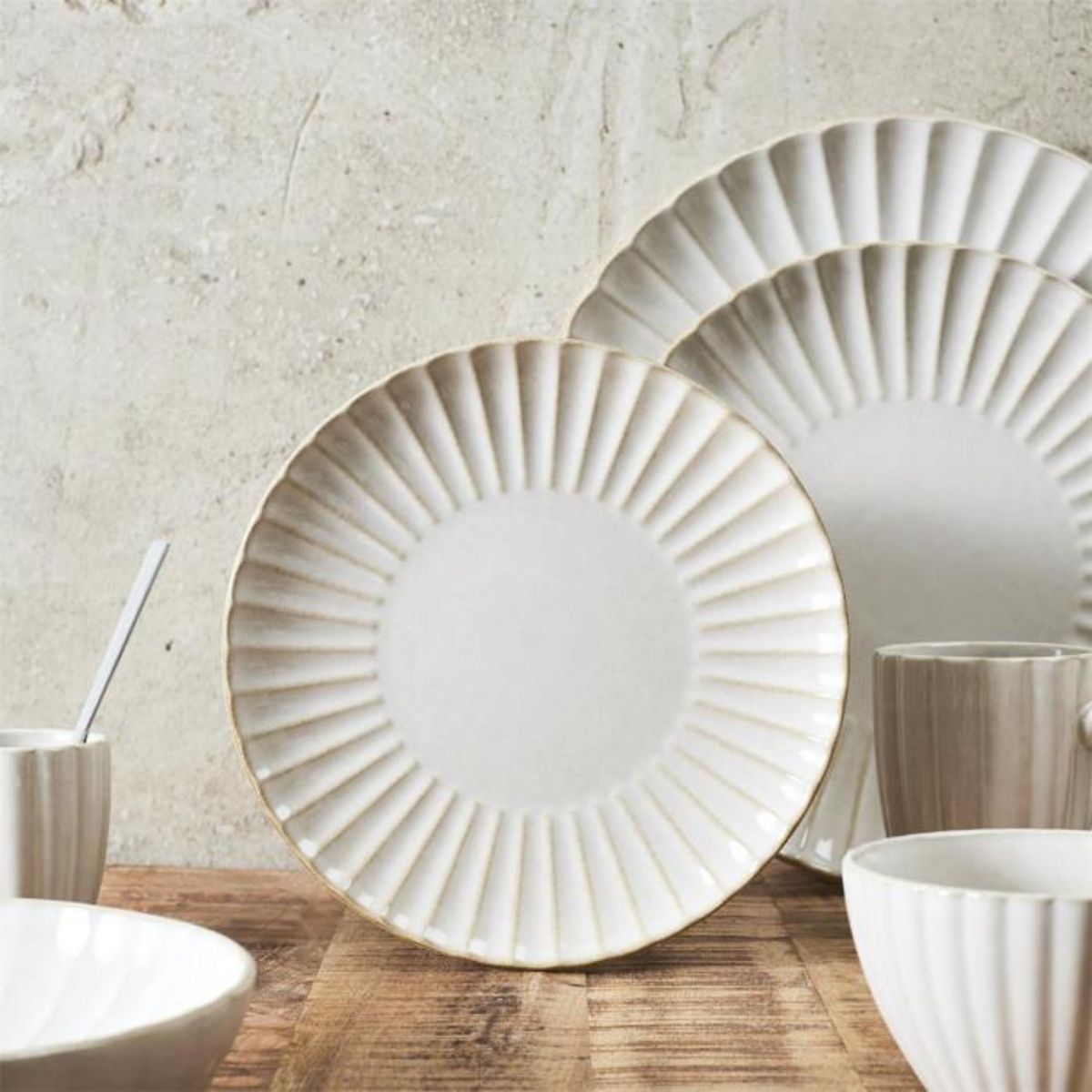 Paris Prix Lot de 6 Assiettes à Dessert  Vlora  21cm Beige