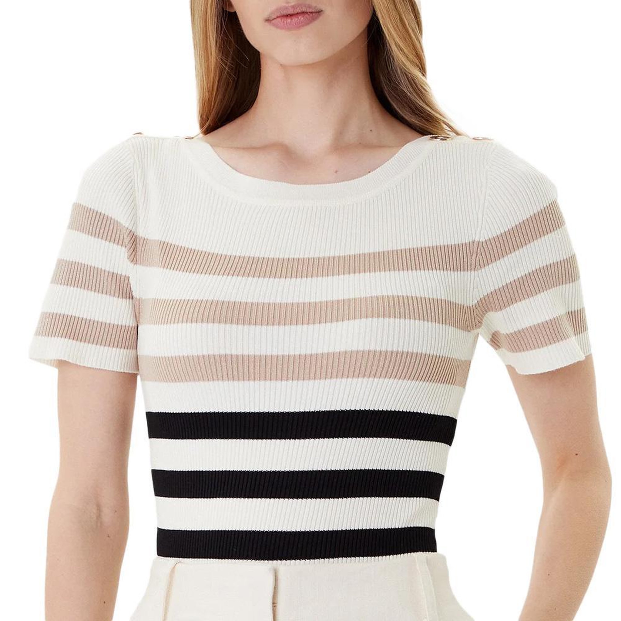 MORGAN T Shirt  Femme Morgan  Rayure. Coloris disponibles : Blanc
