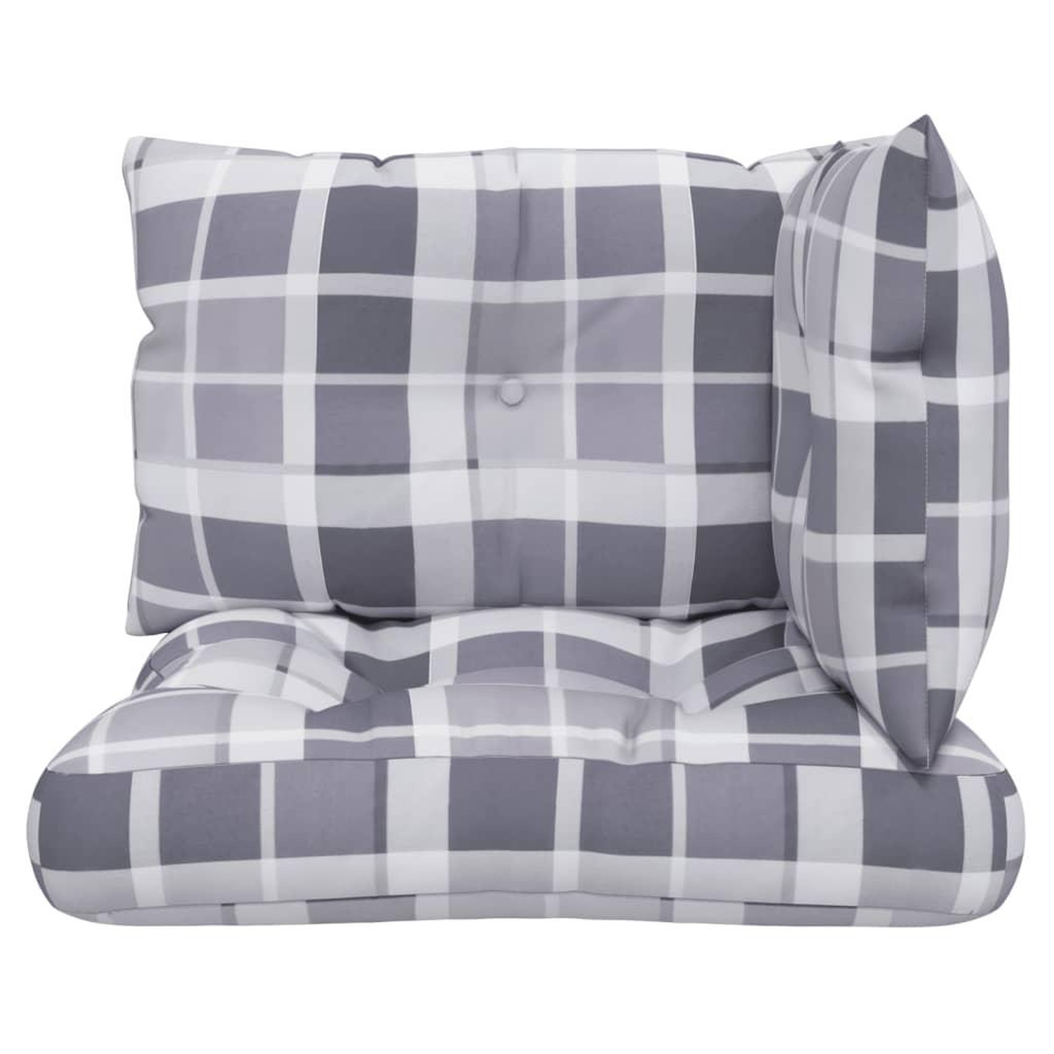 Voir la diapositive 4 : VIDAXL Coussins de palette lot de 3 motif a carreaux gris tissu