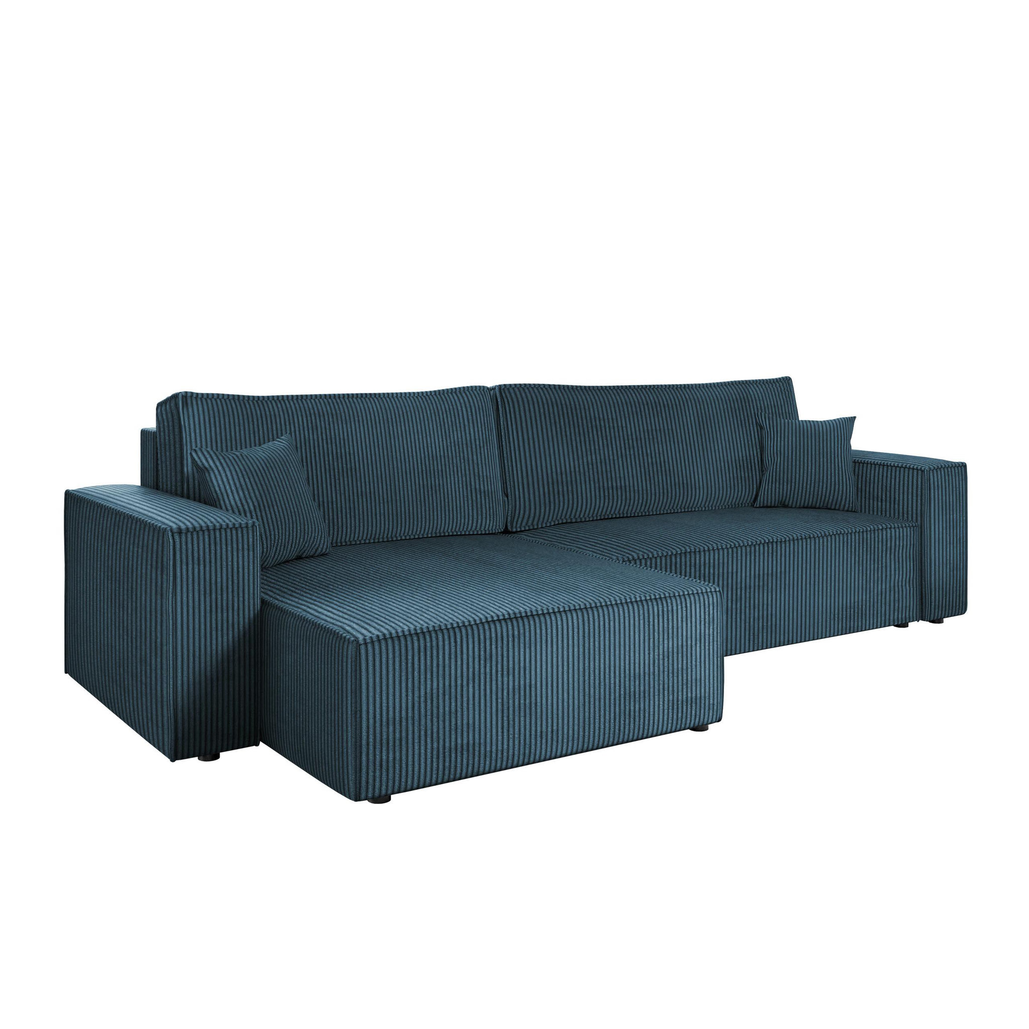 Voir la diapositive 5 : BEST MOBILIER Cezanne - canapé d'angle réversible 5 places convertible avec coffre en velours côtelé