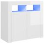 Voir la diapositive 2 : VIDAXL Buffet avec lumieres LED blanc brillant 80x35x75 cm