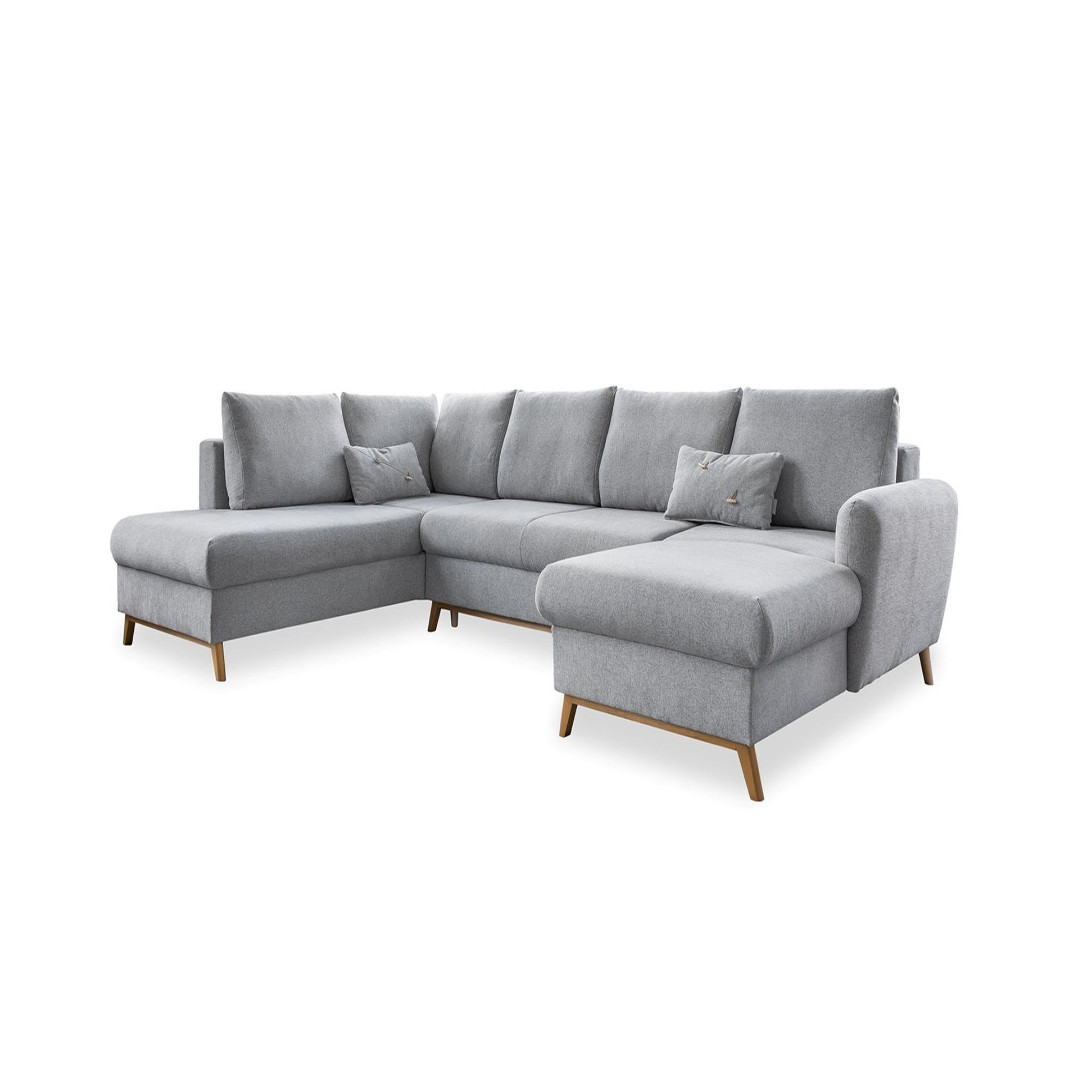 Voir la diapositive 5 : BEST MOBILIER Lagom - canapé d'angle panoramique - convertible - avec coffre - en tissu - 7 places - gauche