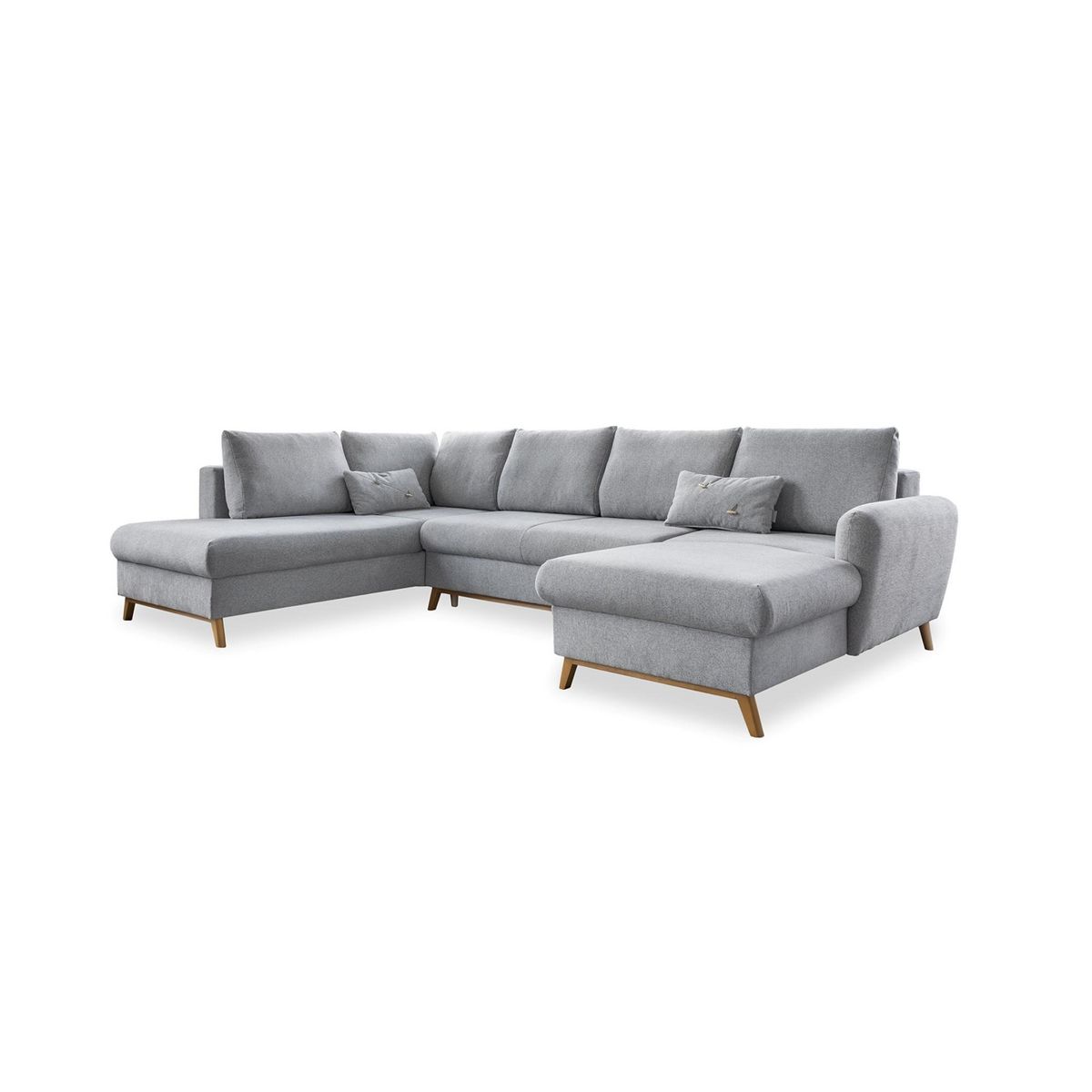 BEST MOBILIER Lagom - canapé d'angle panoramique - convertible - avec coffre - en tissu - 7 places - gauche