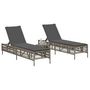 Voir la diapositive 2 : VIDAXL Chaises longues lot de 2 avec table gris resine tressee