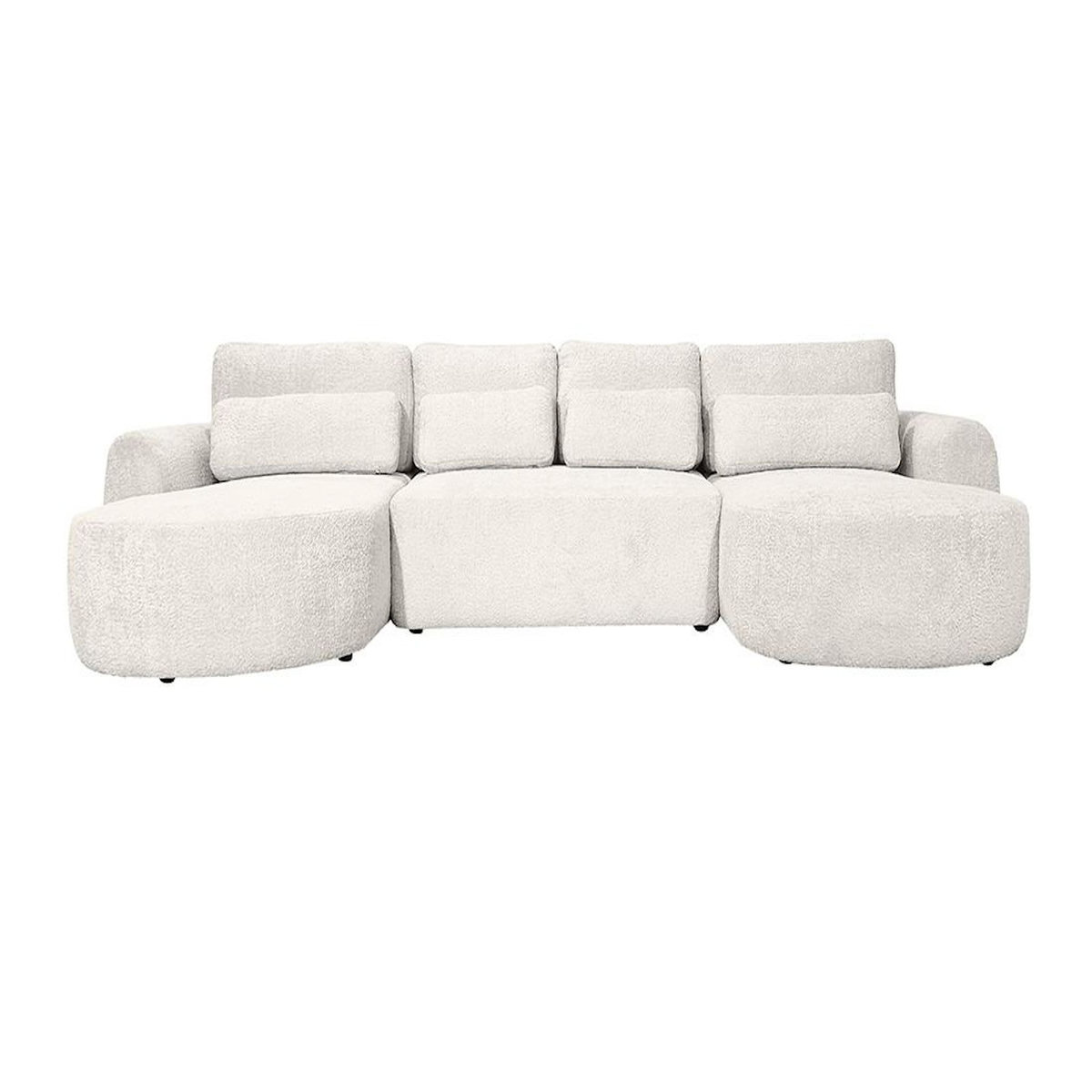 BEST MOBILIER Mahina - canapé panoramique en u 7 places - convertible avec coffre - en tissu bouclette