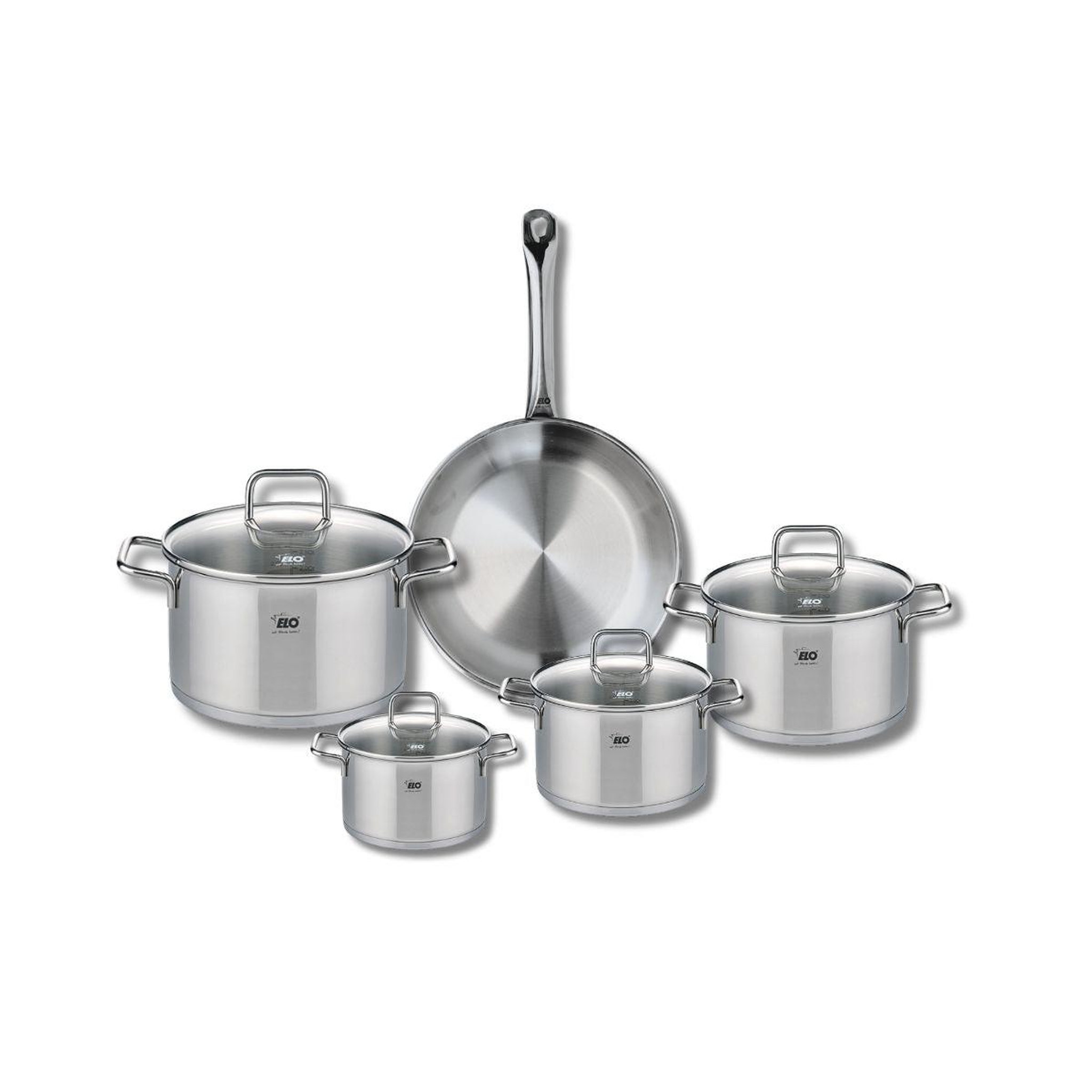 ELO Ensemble de 1 poêle de cuisson 24 cm et 4 faitouts 12, 14, 16 et 20 cm elo profi citrin