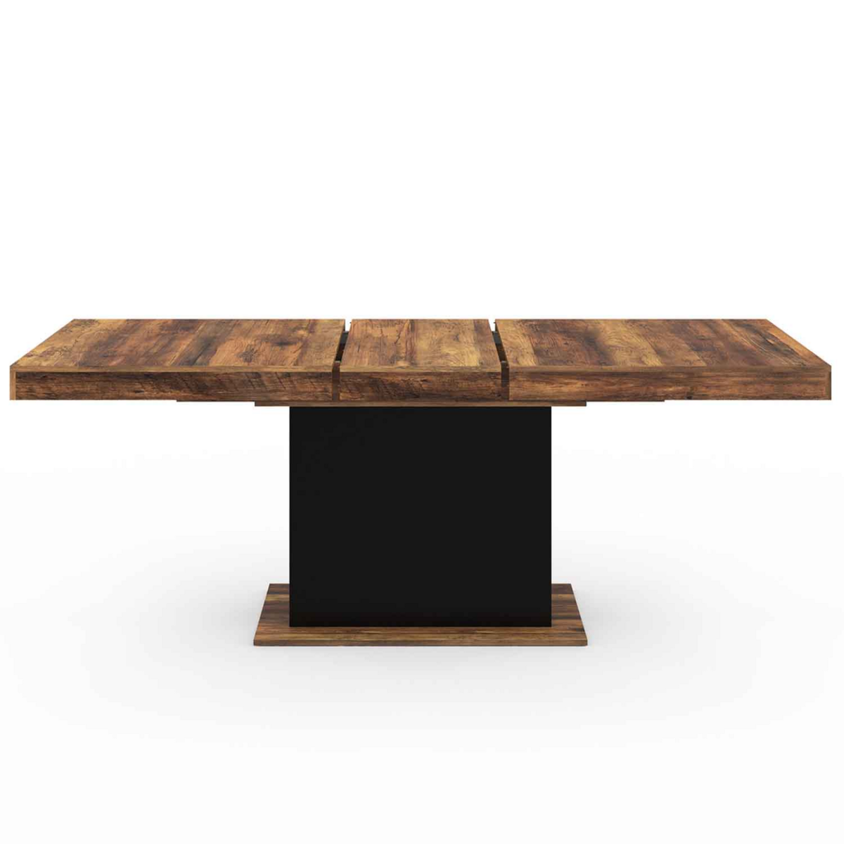 ID MARKET Table à manger extensible rectangle EDEN 6-10 personnes plateau HAWKINS bois foncé et noir 160-200cm