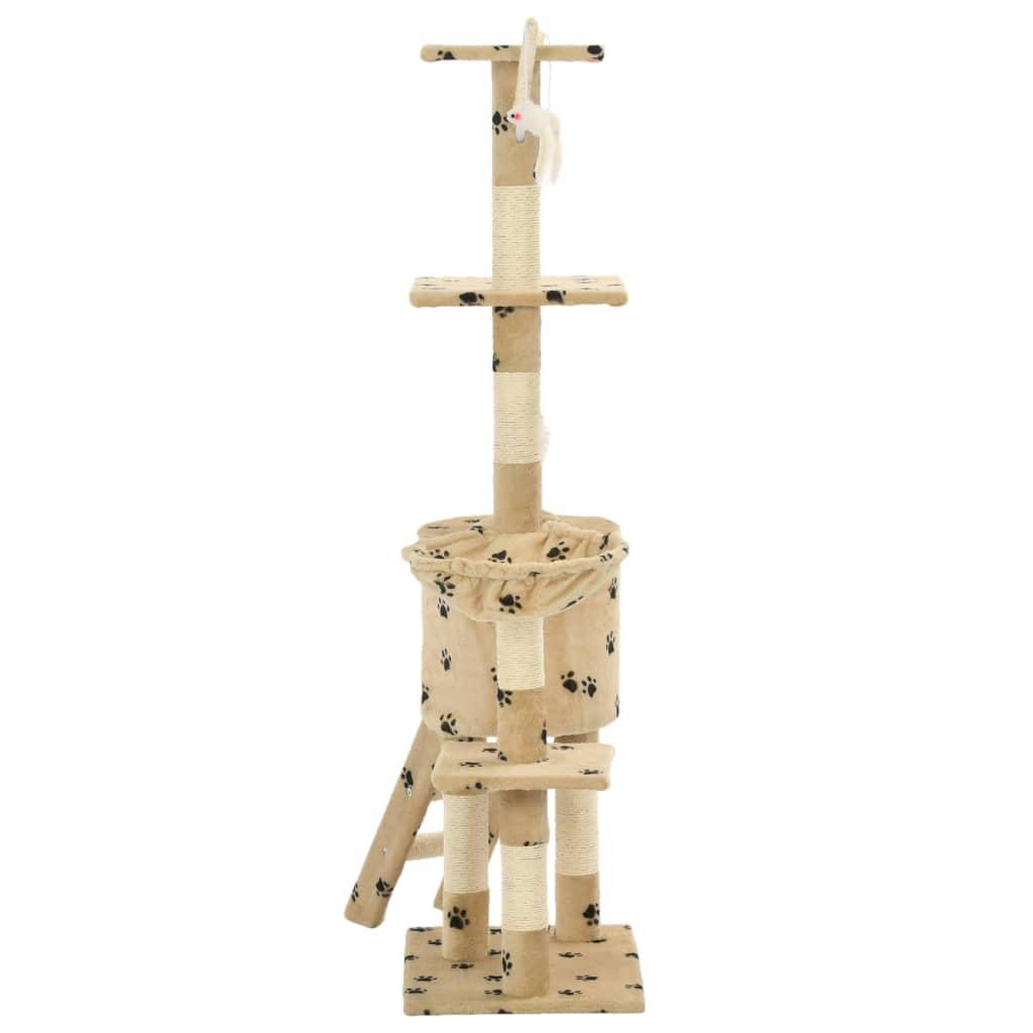 Voir la diapositive 5 : VIDAXL Arbre a chat avec griffoir en sisal 138cm Beige Motif de pattes