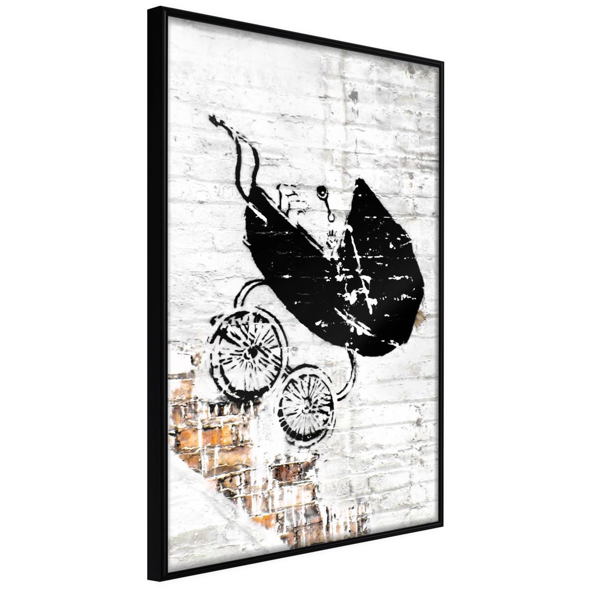 Paris Prix Affiche murale encadrée  banksy baby stroller. Coloris disponibles : Jaune, Noir