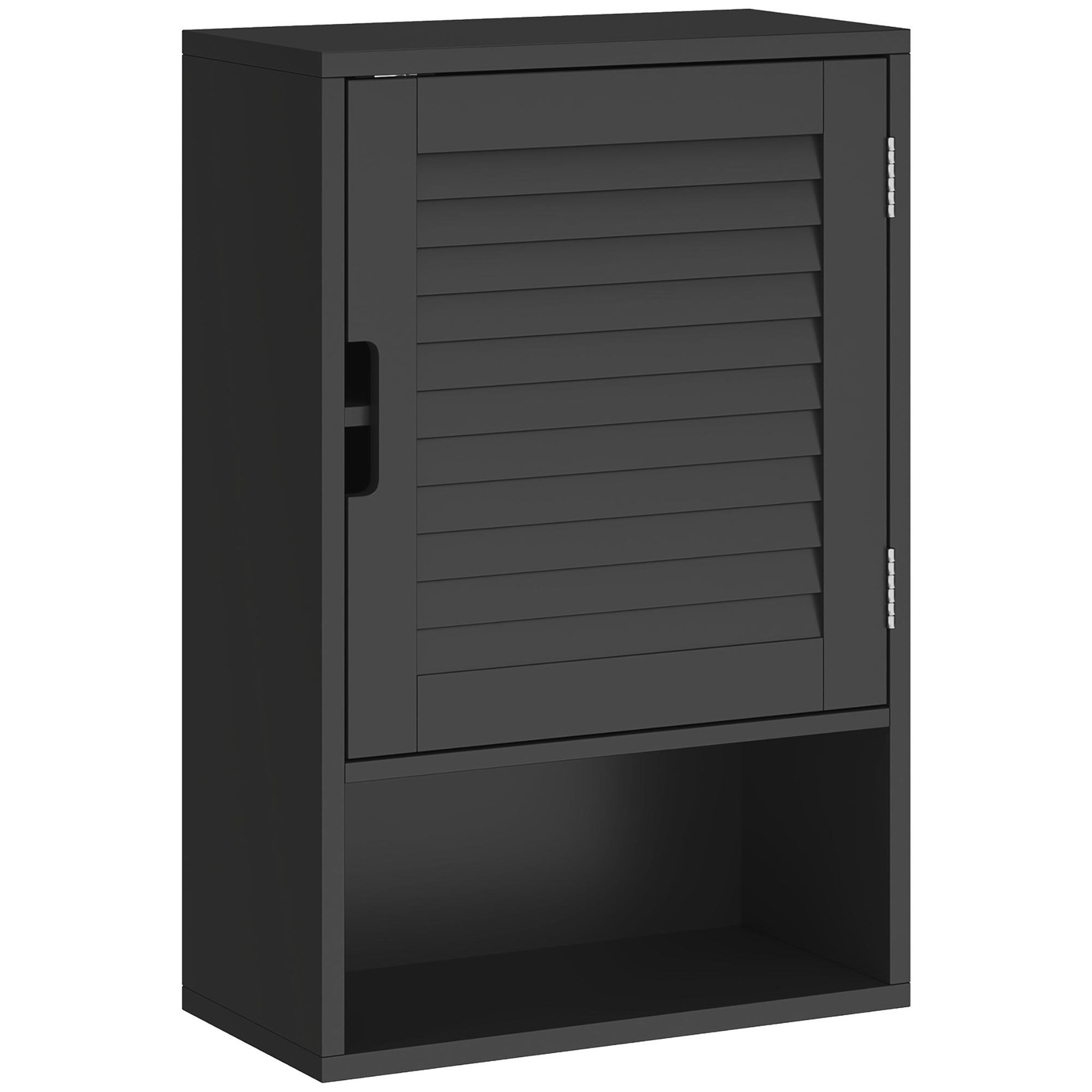 HOMCOM Armoire murale salle de bain porte persienne étagère niche noir