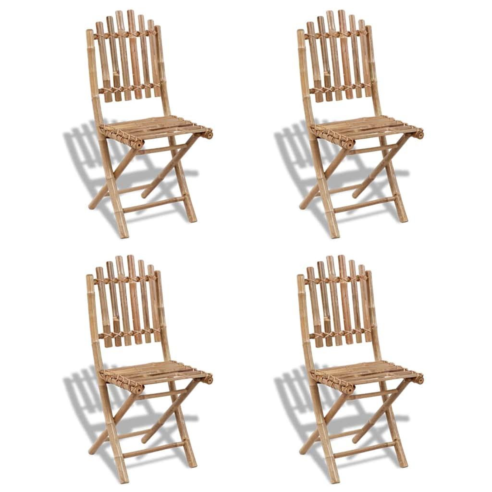 VIDAXL Chaises pliables d'exterieur bambou 4 pcs