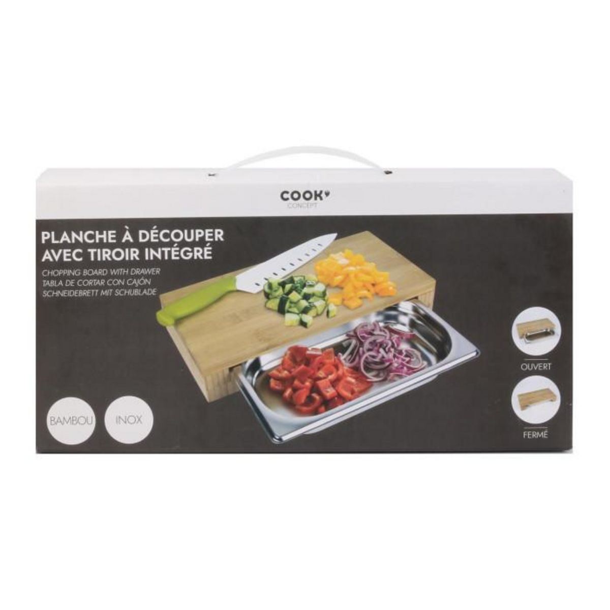 Paris Prix Planche à Découper & Tiroir  Dolga  34cm Naturel