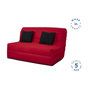 Voir la diapositive 3 : DUNLOPILLO DUNLOPILLO Banquette BZ - Tissu Rouge + 2 coussins noir - L 140 x P 99 x H 98 cm - Made in France - ALICE