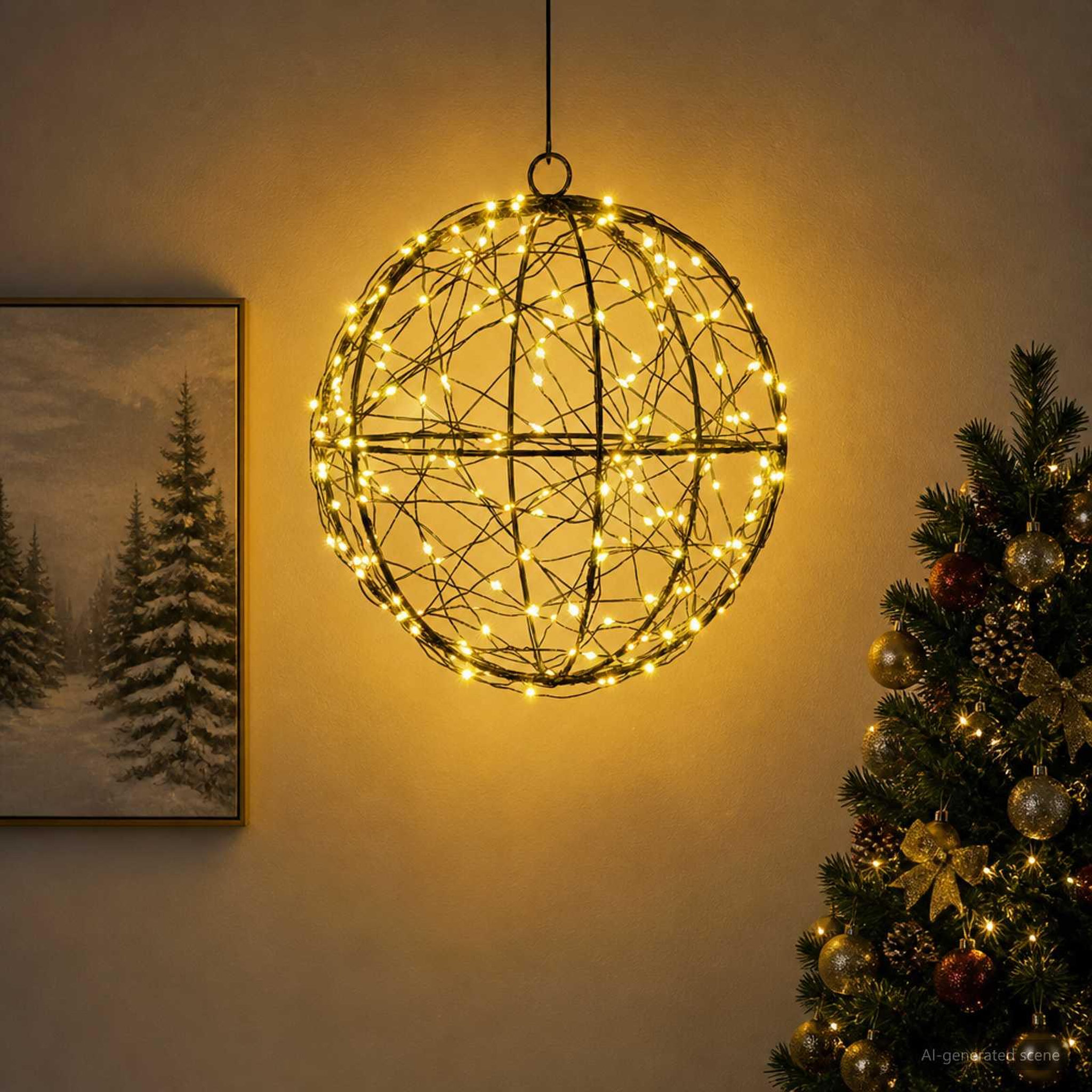 Voir la diapositive 2 : VIDAXL Lumiere de finial de Noël 200 LED Blanc chaud Ø 20 x 22 cm