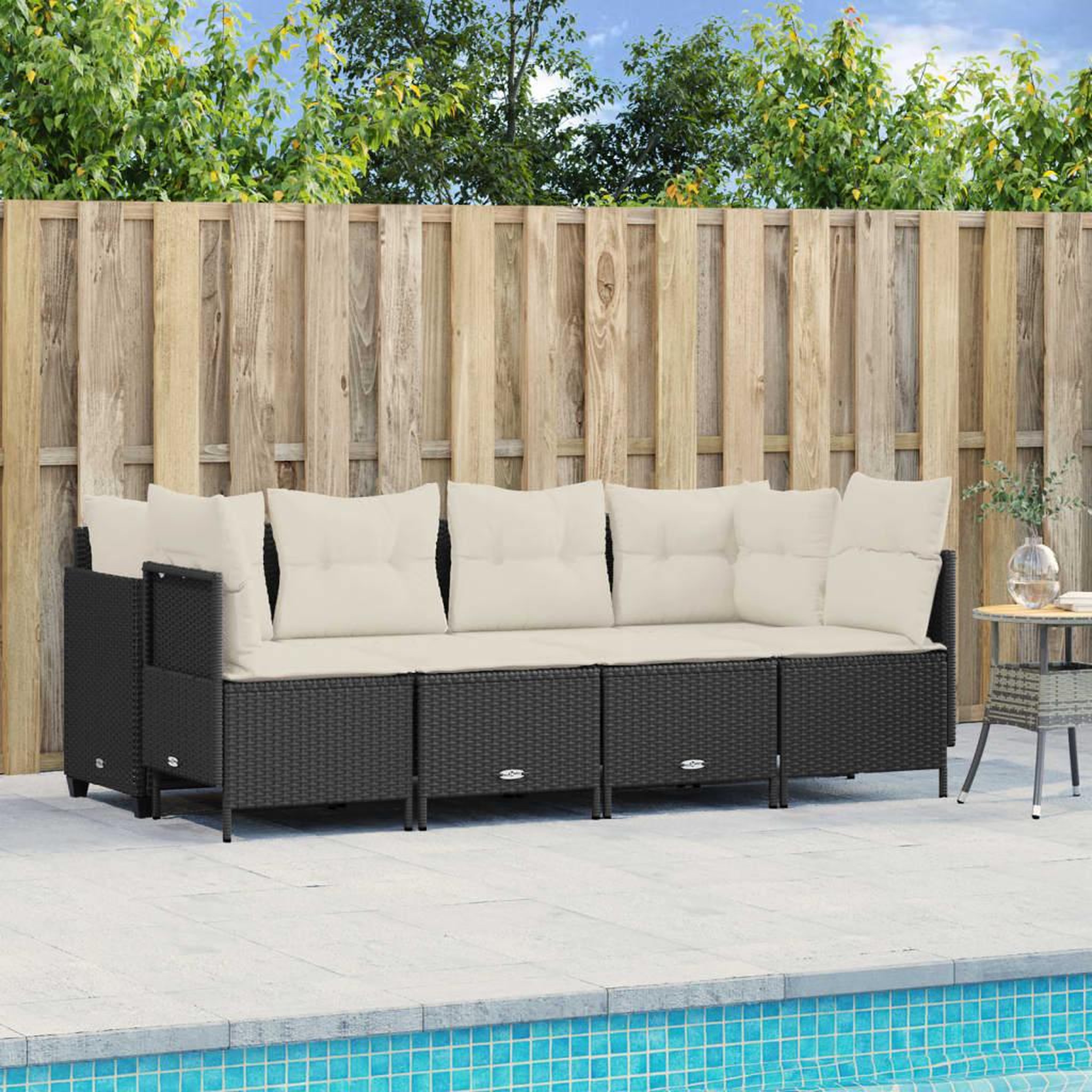 VIDAXL Salon de jardin 5 pcs avec coussins noir resine tressee