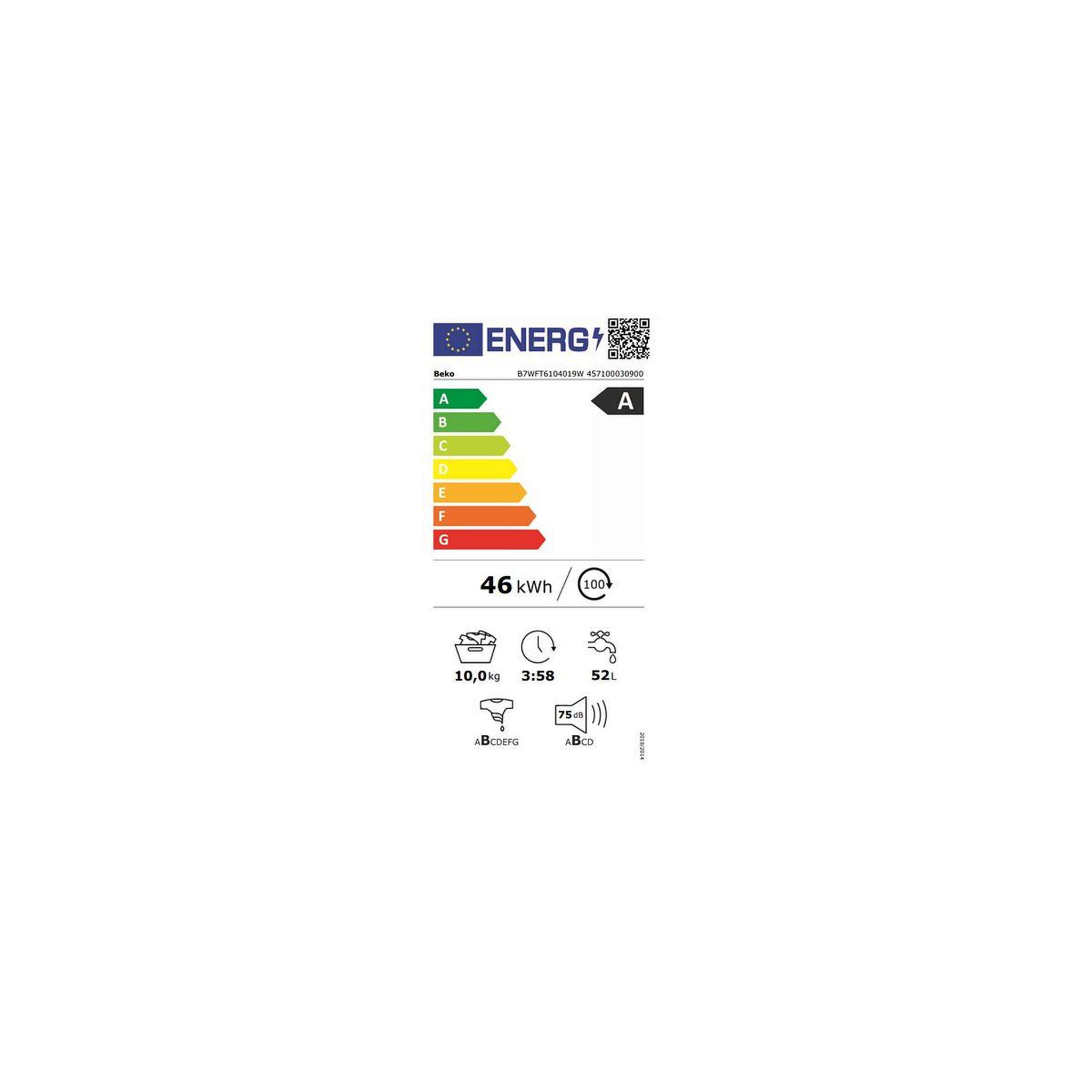 Voir la diapositive 6 : Beko Lave linge hublot B7WFT6104019W EnergySpin FiberCatcher