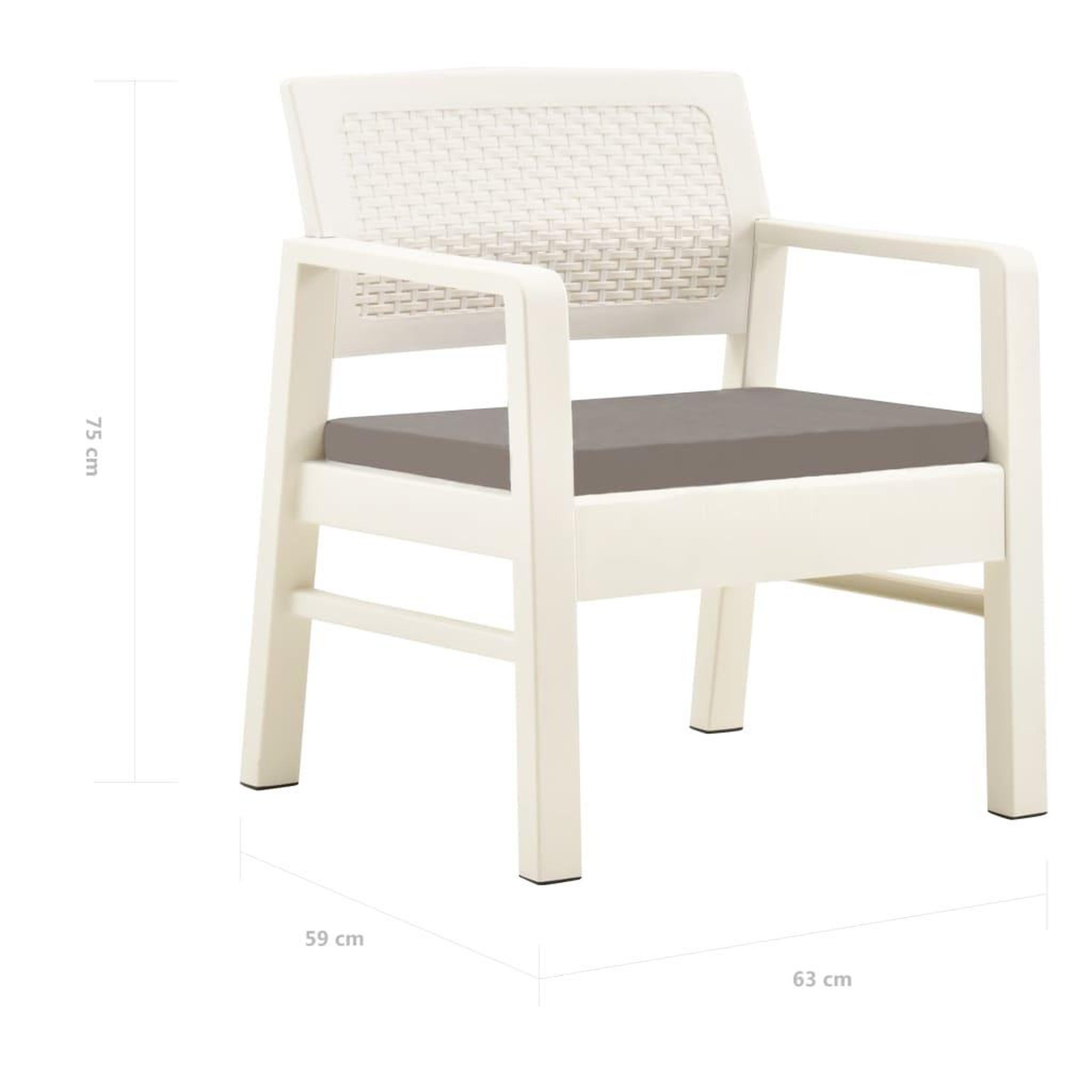 Voir la diapositive 6 : VIDAXL Salon de jardin 3 pcs Plastique Blanc