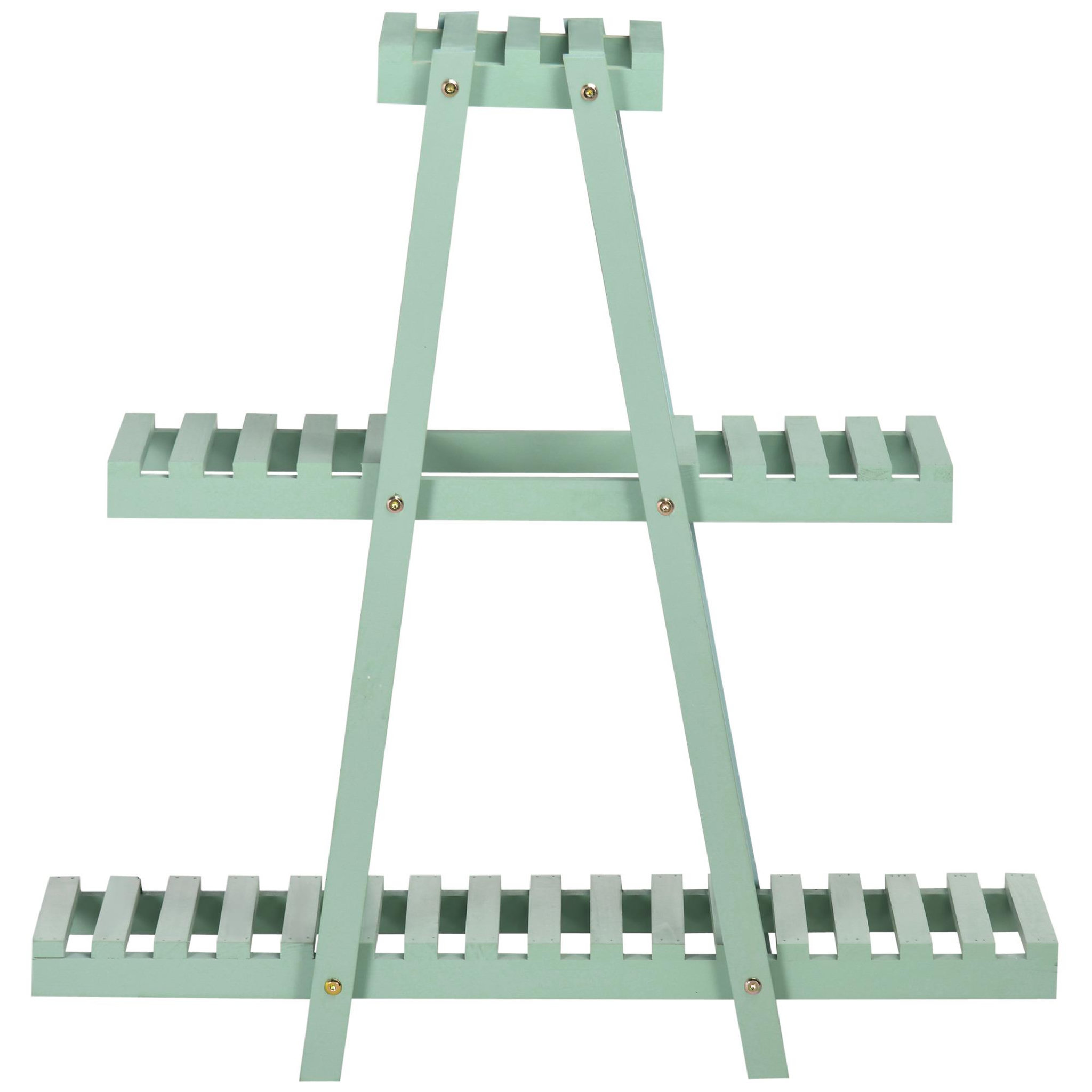Voir la diapositive 4 : OUTSUNNY Étagère à fleurs pyramidale en bois - porte plante bois 3 étagères - dim. 76L x 26l x 76H cm - sapin vert d'eau