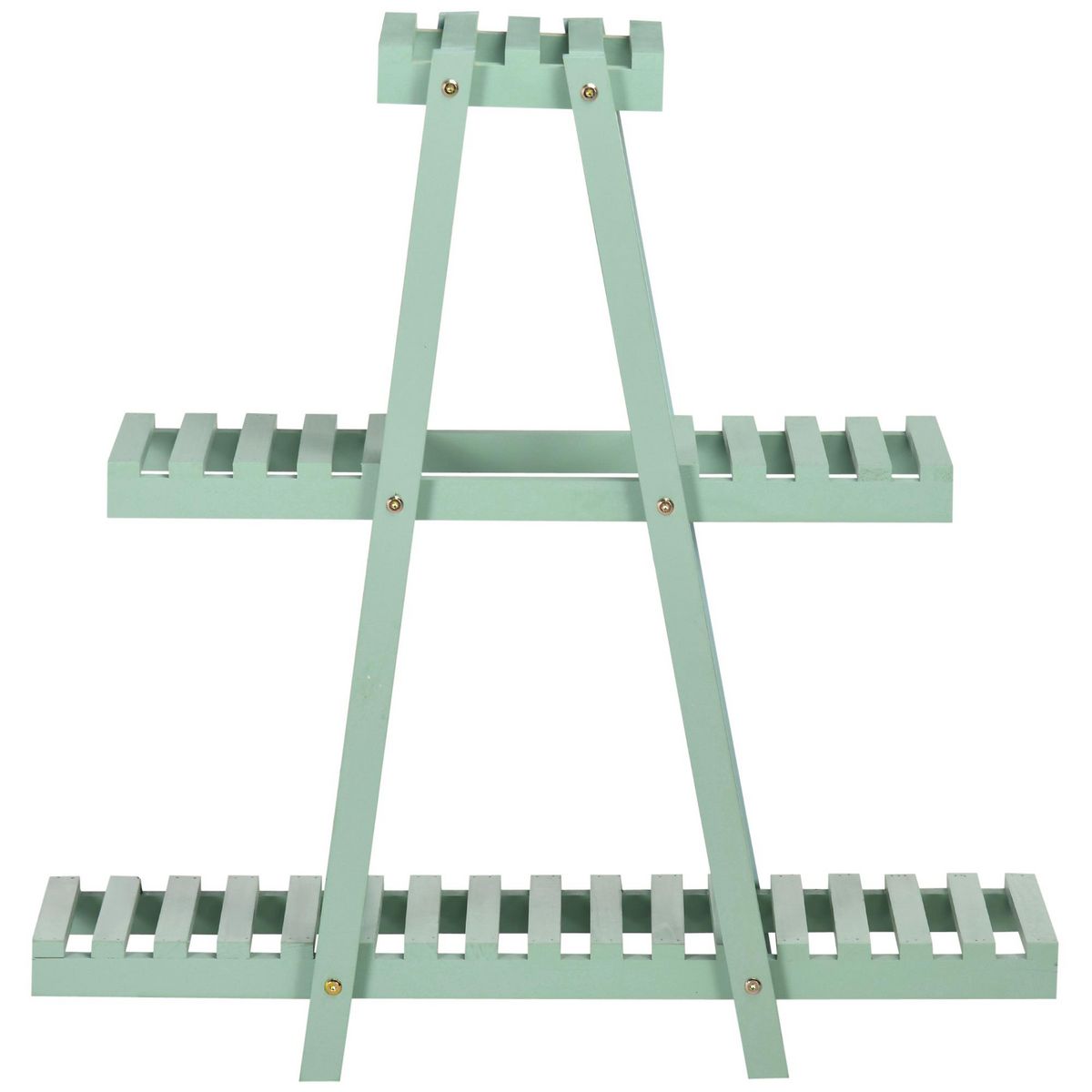 OUTSUNNY Étagère à fleurs pyramidale en bois - porte plante bois 3 étagères - dim. 76L x 26l x 76H cm - sapin vert d'eau