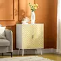 HOMCOM Buffet meuble de rangement design scandinave 2 portes avec étagère dim. 60L x 40l x 80H cm MDF panneaux particules blanc portes motif graphique aspect bois clair