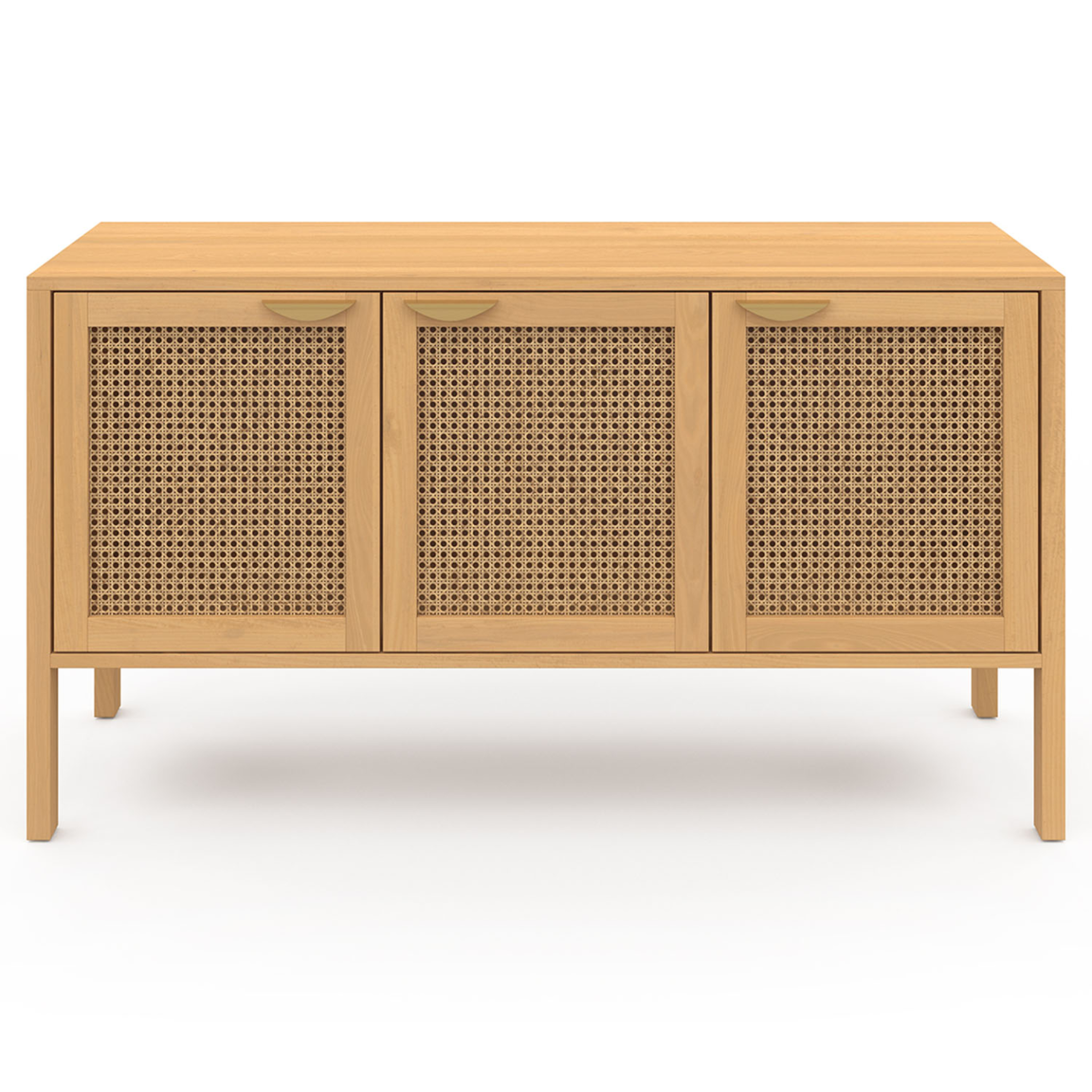 Voir la diapositive 3 : ID MARKET Buffet bas 110 cm edhen 3 portes bois et cannage