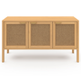 Voir la diapositive 3 : ID MARKET Buffet bas 110 cm EDHEN 3 portes bois et cannage
