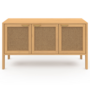 Voir la diapositive 3 : ID MARKET Buffet bas 110 cm EDHEN 3 portes bois et cannage