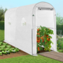 Voir la diapositive 3 : ID MARKET Serre à tomates relevable 3m² blanche 2 fenêtres avec moustiquaire et porte zippée