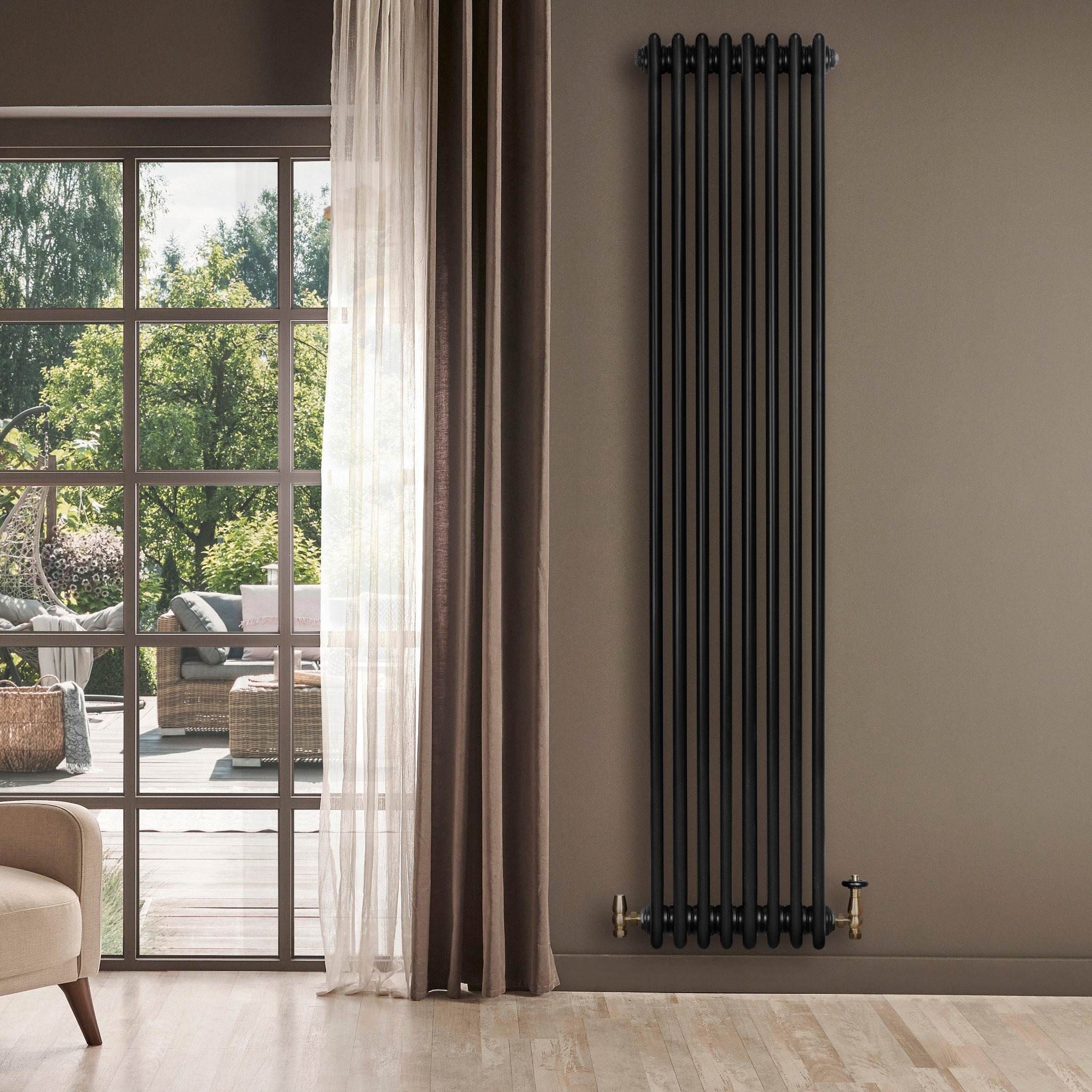Voir la diapositive 3 : MONSTERSHOP Radiateur traditionnel à 4 colonnes & vannes - 1800 x 380 mm