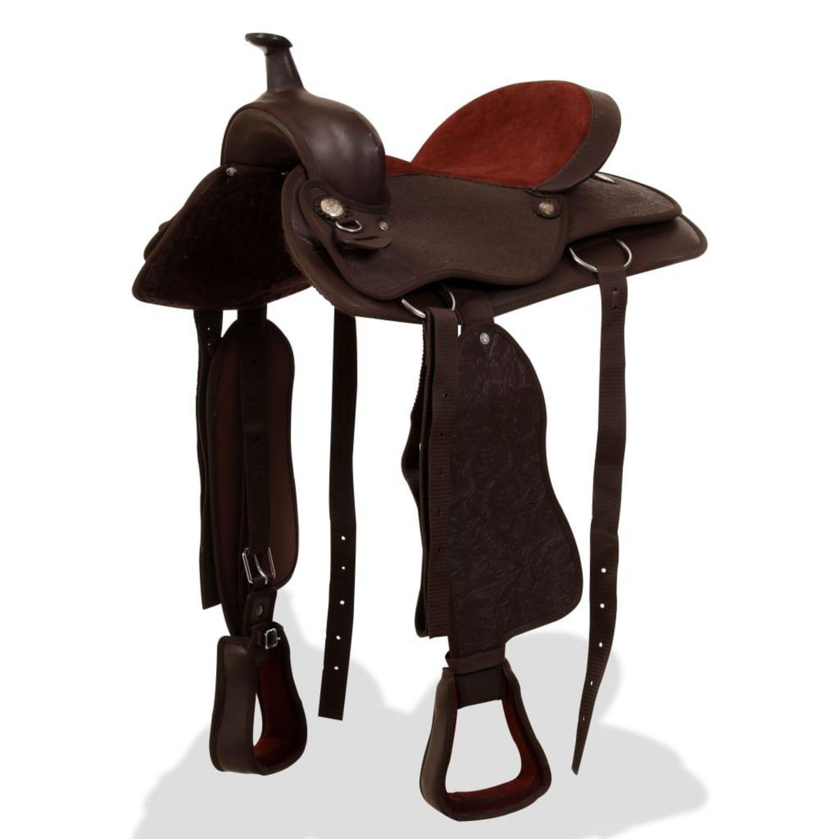 VIDAXL Selle, bridon et col de poitrine Cuir veritable 17 po Marron