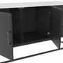 Voir la diapositive 6 : ID MARKET Buffet bas 113 cm ALASKA 3 portes noir plateau effet marbre blanc