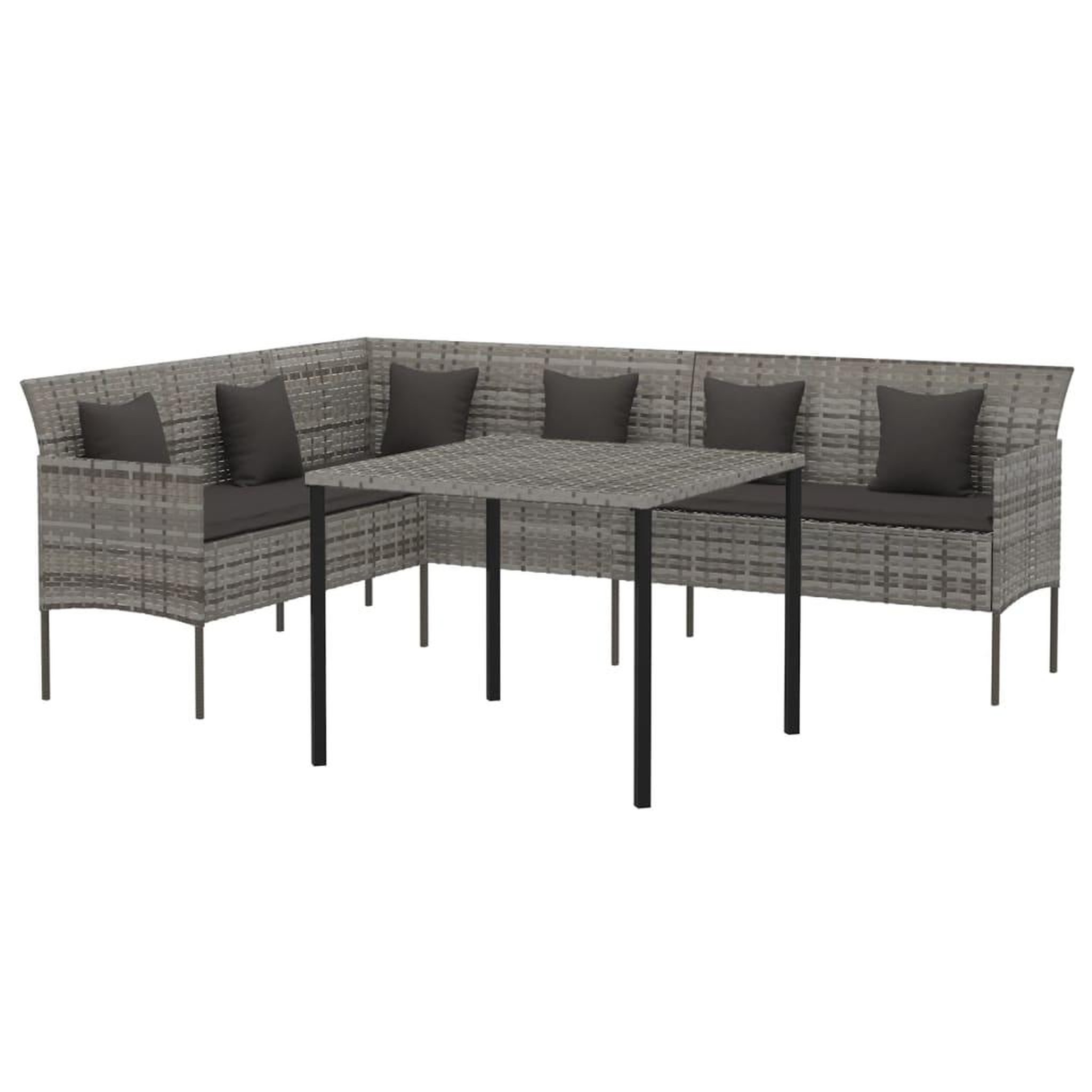 Voir la diapositive 3 : VIDAXL Ensemble a manger de jardin et coussins 2 pcs gris rotin