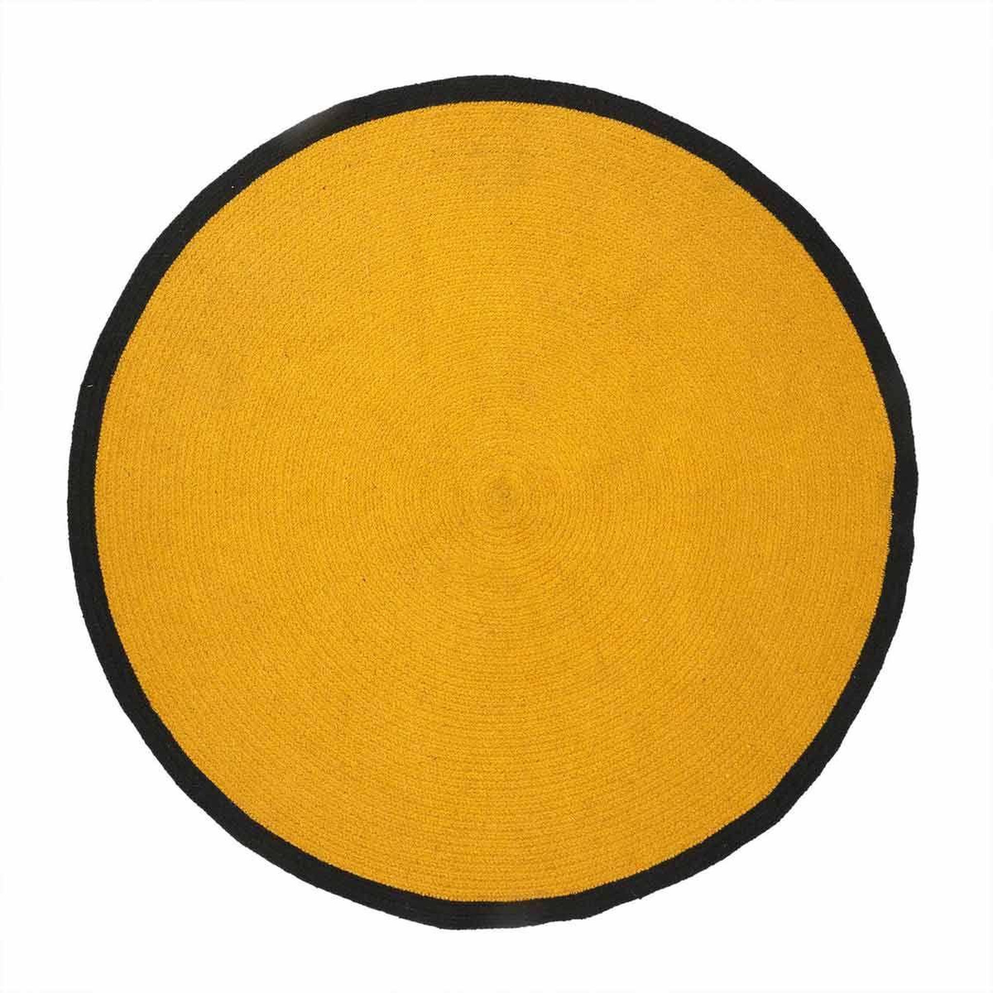 The Home Deco Factory Tapis rond en coton  bord  120cm moutarde & noir