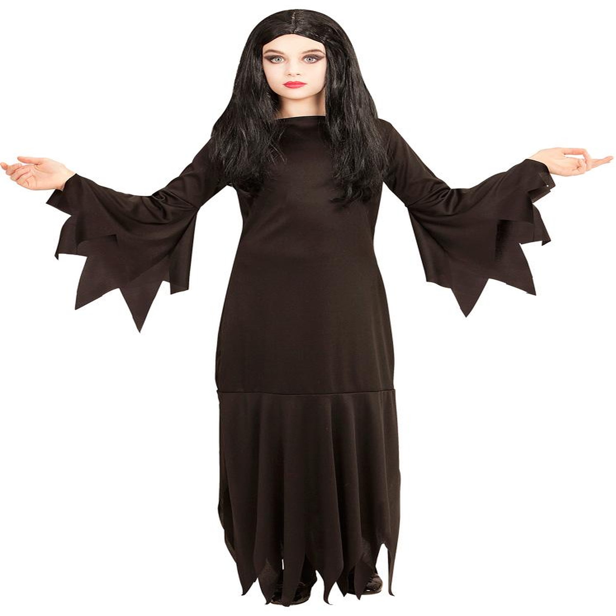 WIDMANN Déguisement de Sorcière Gothique - Mortisia - Enfant - 8/10 ans (128 à 140 cm)
