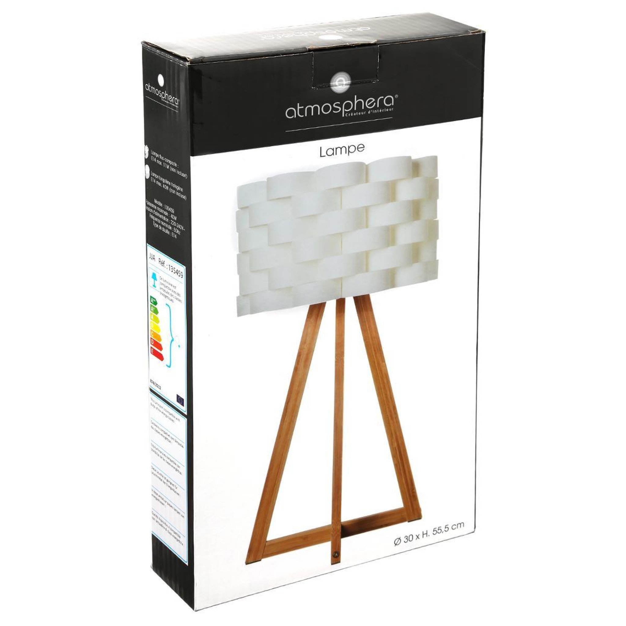 Voir la diapositive 3 : ATMOSPHERA Lampe à poser bambou  moki  55cm blanc