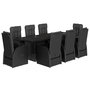 Voir la diapositive 2 : VIDAXL Ensemble a manger de jardin 9pcs coussins noir resine tressee