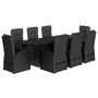 Voir la diapositive 2 : VIDAXL Ensemble a manger de jardin 9pcs coussins noir resine tressee