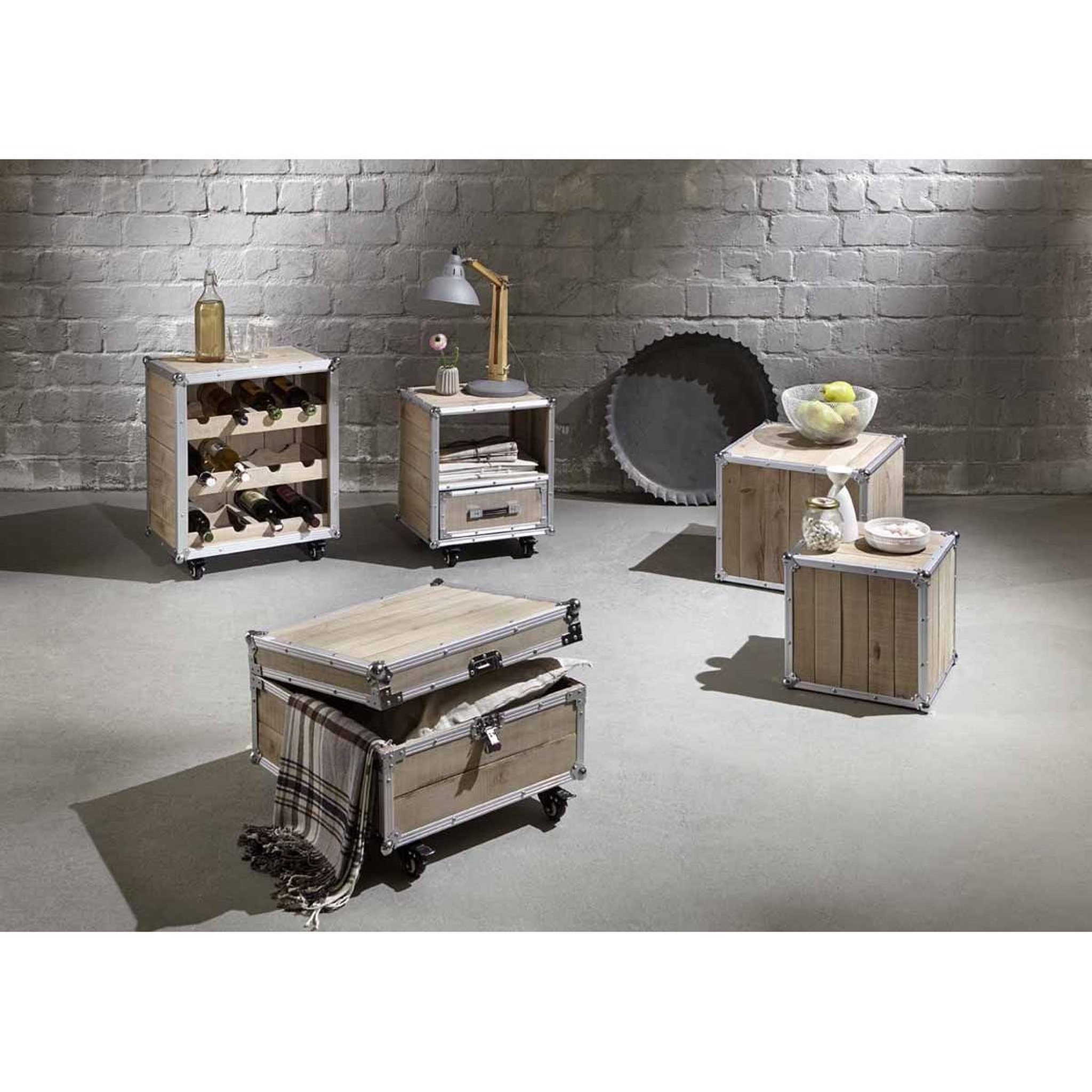 Voir la diapositive 3 : Paris Prix Meuble range bouteilles  mallette  63cm naturel
