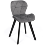 Voir la diapositive 3 : ID MARKET Lot de 4 chaises ROBINE en velours gris clair pieds noirs