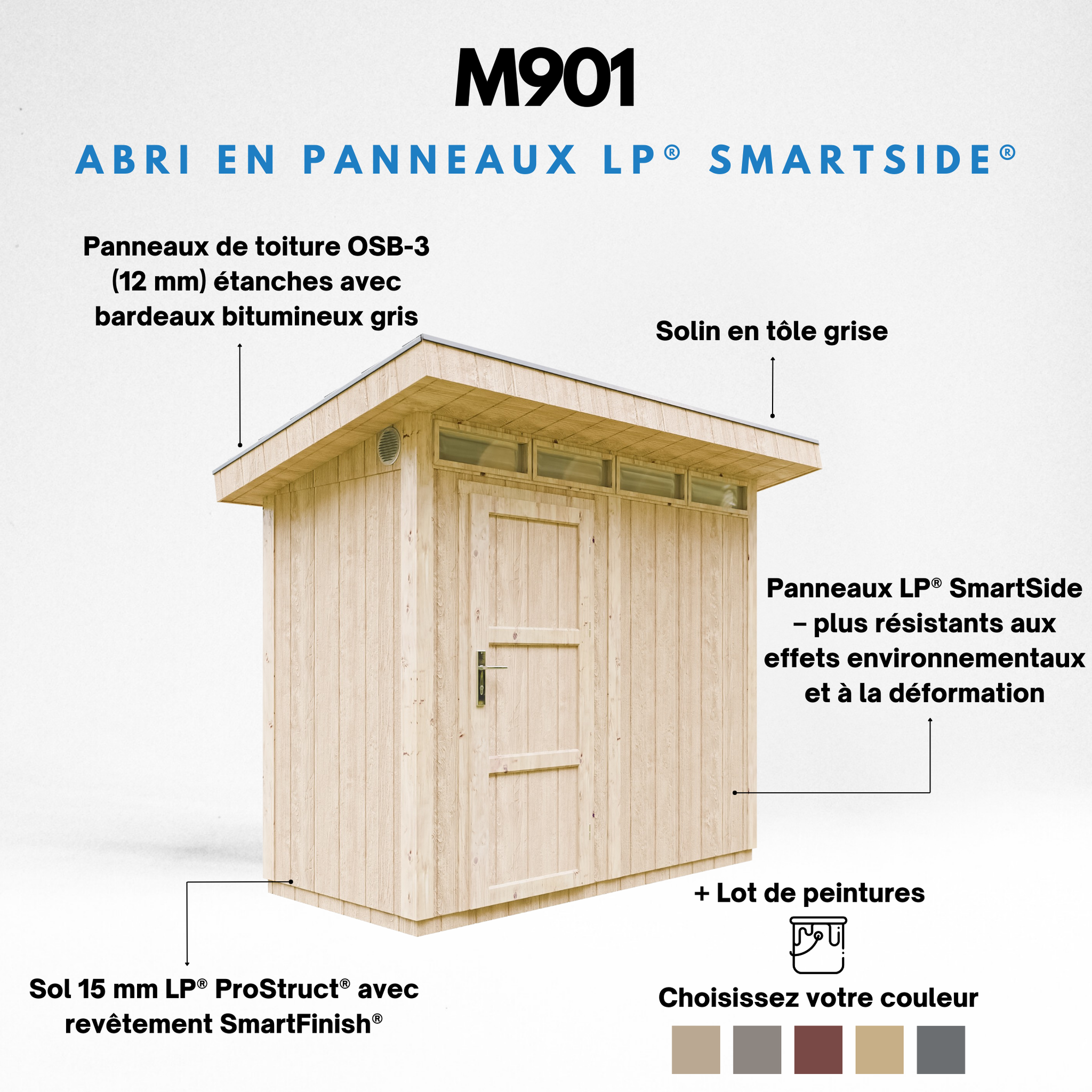 Voir la diapositive 6 : TIMBELA Abri de Jardin Qualité Premium 3m²/L161xL293xH239 cm avec sol, bardeaux bitumineux M901