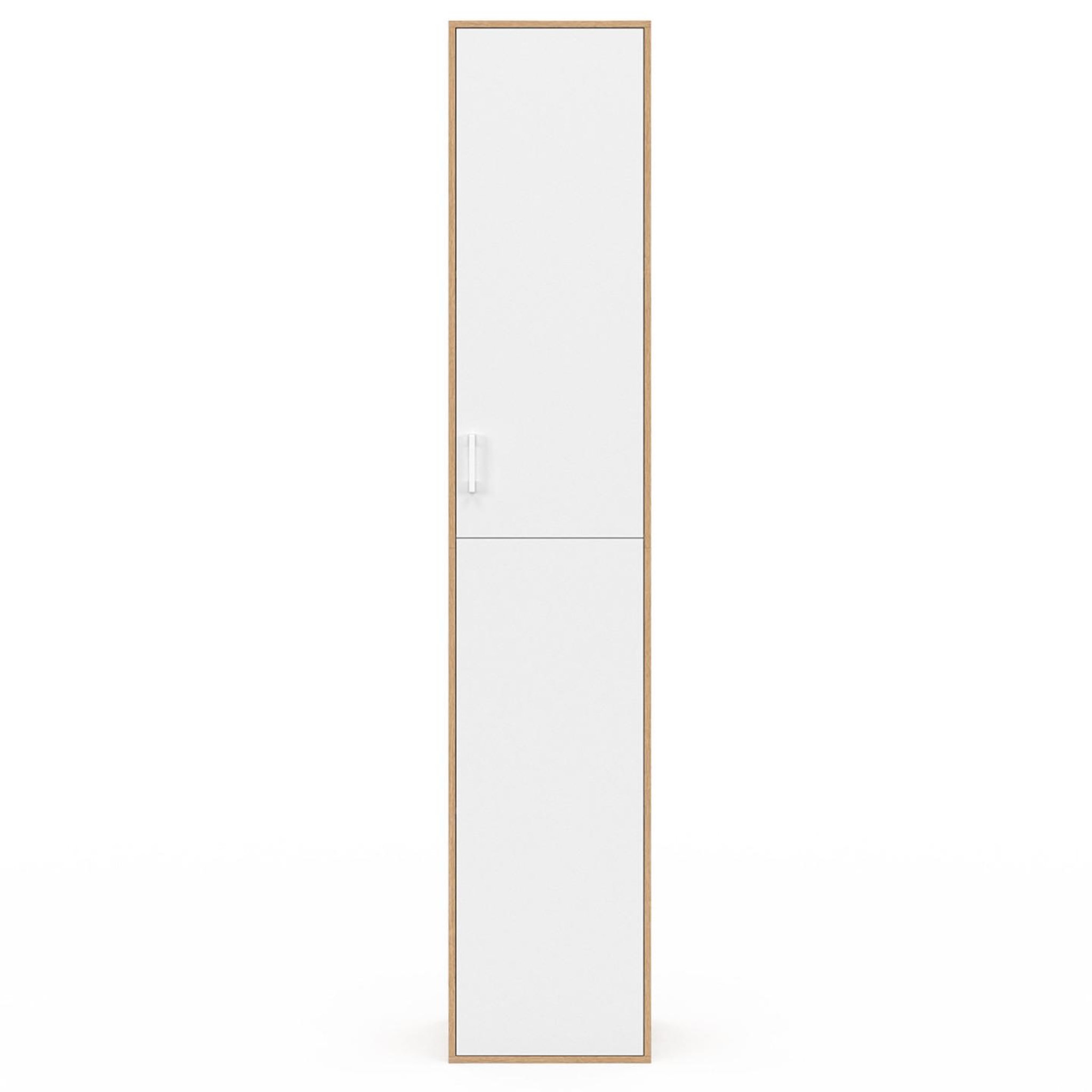 Voir la diapositive 3 : ID MARKET Armoire de bureau 180 cm multifonction sylvia blanc et bois 1 porte 3 étagères