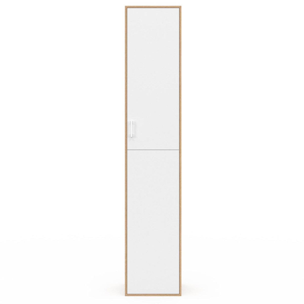 ID MARKET Armoire de bureau 180 cm multifonction SYLVIA blanc et bois 1 porte 3 étagères